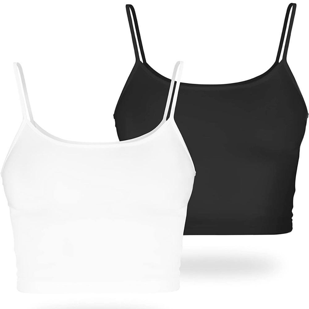 Crop Tops for Woman Long White Black Sexy Cute Workout Tank 2 Pack